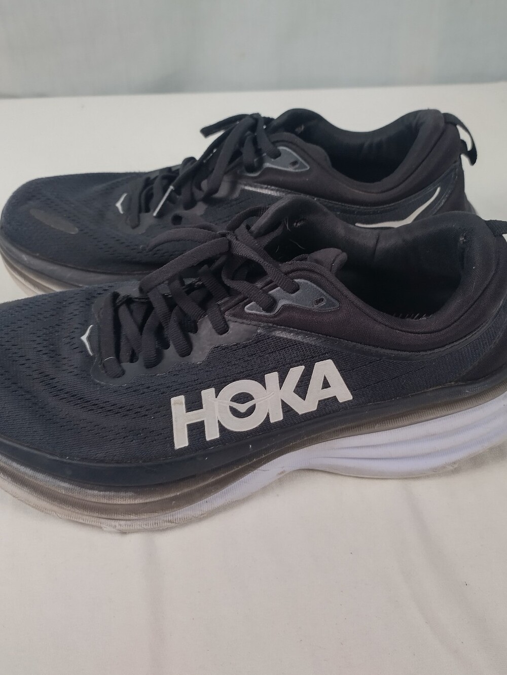 Hoka One One Bondi 8 Womens Sz 9.5 Black White Athletic Running Shoes No Insoles - Picture 5 of 14